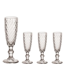 6469 JOGO TACAS CHAMPAGANE TRANSPARENTE BICO DE ABACAXI 140ML