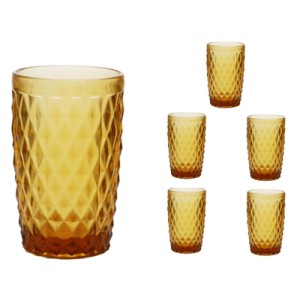 66917 JOGO COPOS ALTO AMBAR BICO DE ABACAXI 330ML