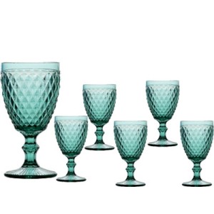 66920 JOGO TACAS VINHO AZUL TIFFANY BICO DE ABACAXI 210ML