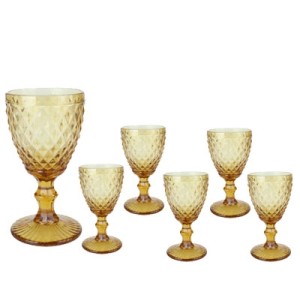 66921 JOGO TACAS VINHO AMBAR BICO DE ABACAXI 210ML