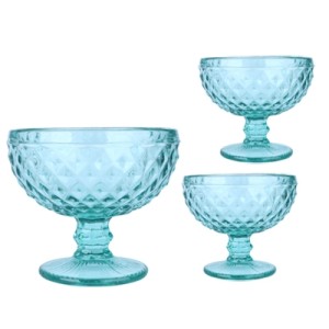 66924 JOGO TACAS SOBREMESA AZUL TIFFANY BICO DE ABACAXI 310ML