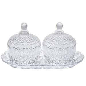 P504 POTICHE 2PCS C/BANDEJA 13X10CM BANDEJA 26CM