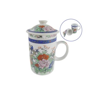 GB602 CANECA CERAMICA C/COADOR E TAMPA 330ML