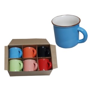 HD53202 JOGO 6 CANECA DECORATIVA COLORIDA 5CM