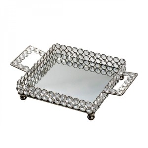 103 BANDEJA QUADRADA DE CRISTAL ESPELHADA