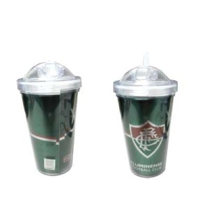 QH046A-6 COPO DE PLASTICO FLUMINENSE C/CANUDO 450ML