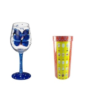 X01129 TACA DE VIDRO VINHO BLUE BUTTERFLY 440ML