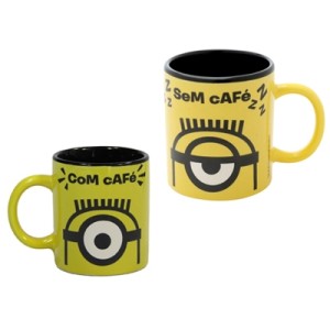 43435 MINI CANECA PORC UVL MINIONS WITH COFFEE AMARELO 6,7X6,7X7,3XCM 140ML