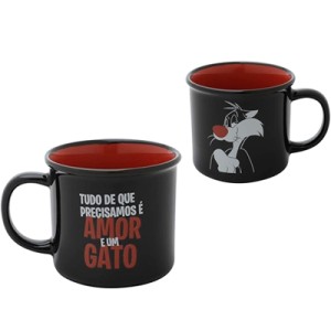 43406 CANECA PORC WB HB SYLVESTER THE CAT PRETO 9,8X8X9CM 380ML