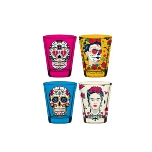 41649 SET C/4PCS COPO DOSE FK SKULLS COLORIDO 50ML