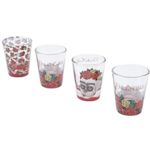 43239 JOGO 4PCS COPO DOSE FK SKULL AND FLOWERS COLORIDO 50ML