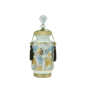 60797 POTICHE DECORATIVO CERAMICA FOLHAS 14X38CM