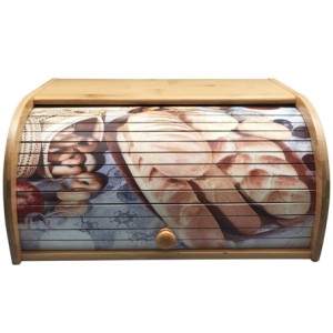 24619 PORTA PAO DECORADO EM BAMBU 38X28X18CM