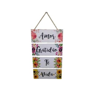 JPL2013 JOGO PLACAS C/CORDA 4PCS AMOR/GRATIDAO