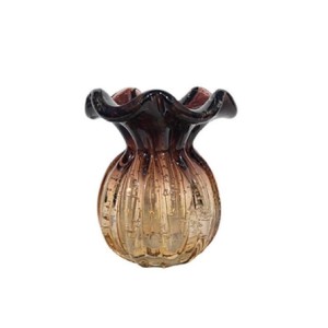 E01 VASO TROUXINHA AMBAR E CAFE GRANDE 14X16CM