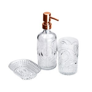 7738 CONJUNTO PARA BANHEIRO 3 PECAS PIERRE GOLD ROSE