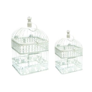 W169-41 JOGO GAIOLA BRANCA QUADRADA