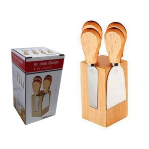 UD15091 JOGO P/QUEIJO  4 PECAS COM SUPORTE