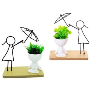 GDR0543 VASO BOB MENINA C/GURADA CHUVA DECORATIVO 24X11CM