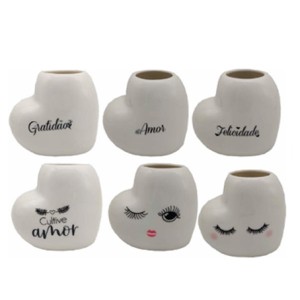 GDR0551 VASO CORACAO CERAMICA FRASES E CARINHAS