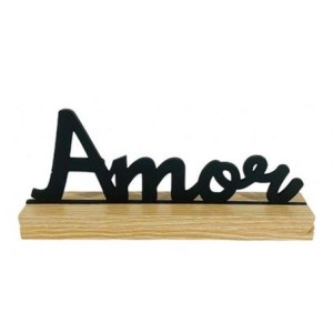 GDR0492 ENFEITE DE MADEIRA AMOR 20X8CM