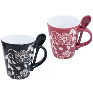 KK25-10804 CANECA PORCELANA 350ML COM COLHER