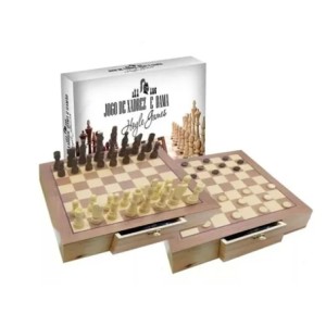 28809 JOGO XADREZ/DAMA COM GAVETA 39X39X5CM