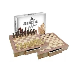 28806 JOGO XADREZ/DAMA COM GAVETA 29X29X5CM