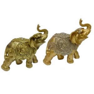 MELF-L100 ELEFANTE DECORATIVO PRATA/DOURADO