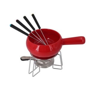 28015 APARELHO DE FONDUE 8 PECAS P/QUEIJO VERMELHO L24XP15XA17CM