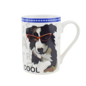 28160 CANECA PET GUYS BORDER COLLIE EM NEW BONE CHINA 320ML BRANCA