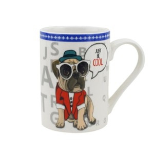 28161 CANECA PET GUYS PUG EM NEW BONE CHINA 320ML BRANCA