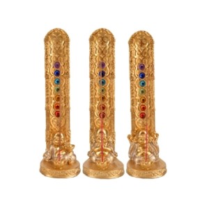 TRES-E51 PORTA INCENSO SETE CHAKRAS C/MONGE 19X6CM