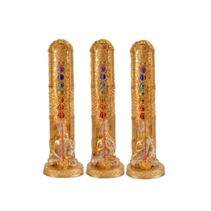 TRES-E58 PORTA INCENSO SETE CHAKRAS C/BUDA 19X6CM