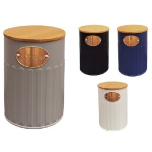 HU02406 LATA DE MANTIMENTOS REDONDA COM TAMPA DE MADEIRA