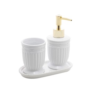 1954 CONJ 3PC P/BANHEIRO GREECE BRANCO E DOURADO