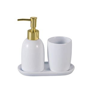 4505 CONJ 3PC P/BANHEIRO LONDRES BRANCO E DOURADO