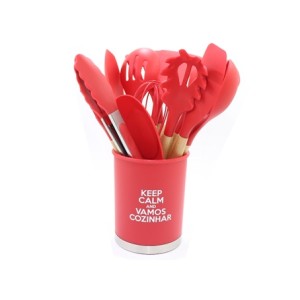 SU201322 KIT UTENSILIOS DE COZINHA VERMELHO SILICONE 13 PECAS