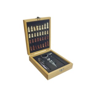 BR231101 KIT DE VINHO 5PCS C/JOGO DE XADREZ
