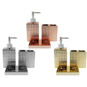 395C KIT BANHEIRO QUADRADO CROMADO 3 PEÇAS