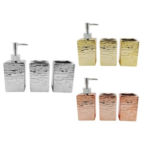 398C KIT BANHEIRO QUADRADO CROMADO 3 PEÇAS