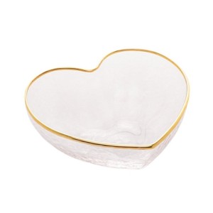 28343 BOWL C/BORDA DOURADA HEART 12X11X5CM