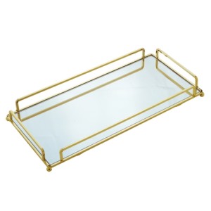 60913 BANDEJA DOURADA DECORATIVA 36X20X5CM