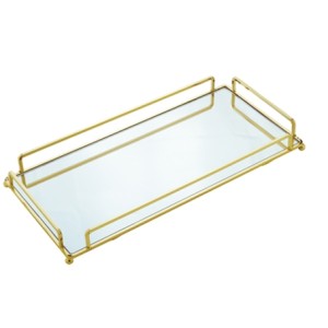 60912 BANDEJA DOURADA DECORATIVA 34X16X4CM