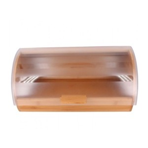 28022 PORTA PAO EM BAMBU C/TAMPA ACRILICO 38,5X27,7X19CM
