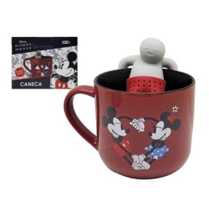 10024542 CANECA 350ML C/INFUSOR P/CHA LOVE YOU MICKEY E MINNIE
