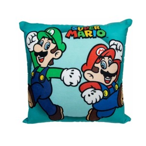 10064727 ALMOFADA FIBRA VELUDO MARIO E LUIGI VERDE 40X40CM