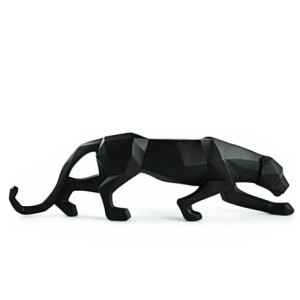 12425 ESCULTURA LEOPARDO PRETO 45X9X14CM