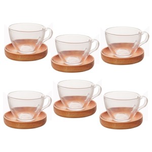 13377 CONJ 6 XICARAS CHA C/PIRES MADEIRA LIPTUS 190ML