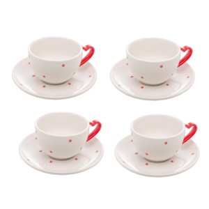 17874 CONJ 4 XICARAS P/CHA DE PORCELANA C/PIRES PETIT POIS 200ML